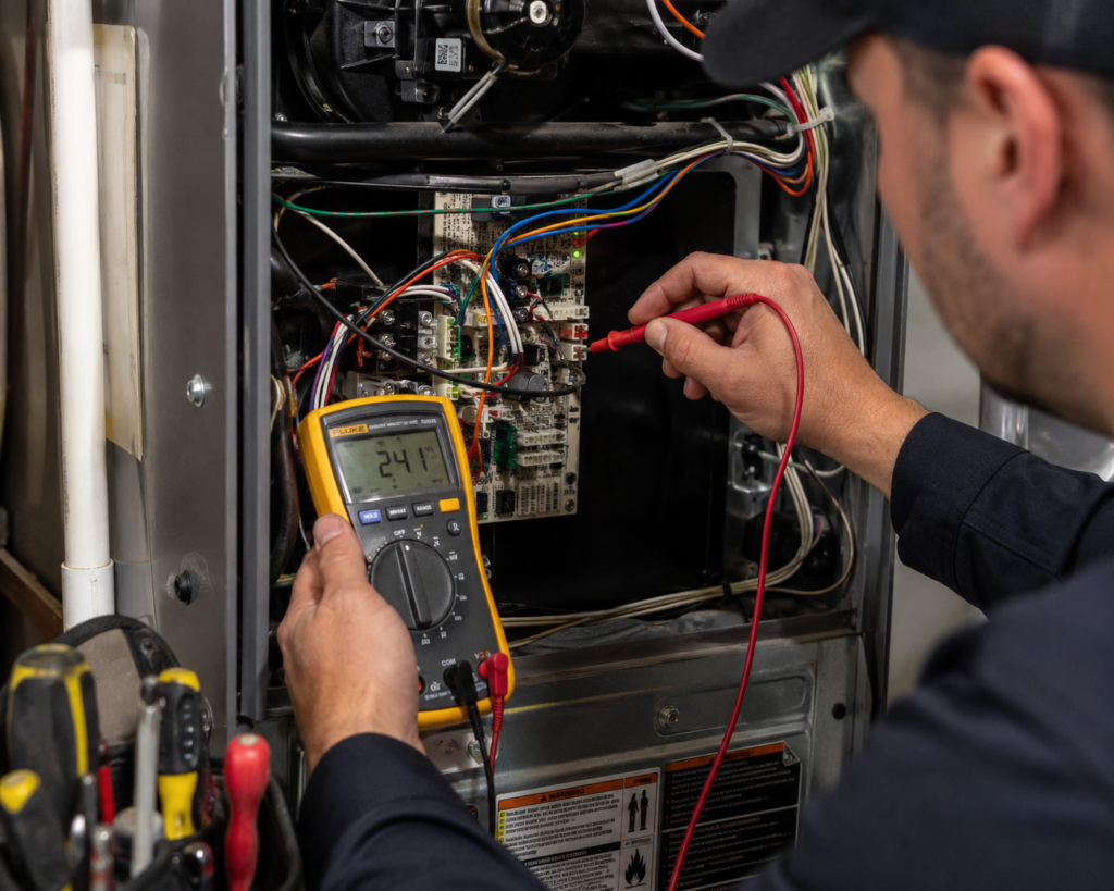 Person Checking on Furnace