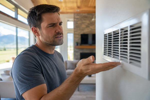 Person Testing for Air Flow From AC Vent